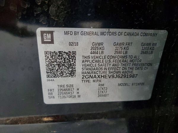 2018 CHEVROLET EQUINOX LS — VINS