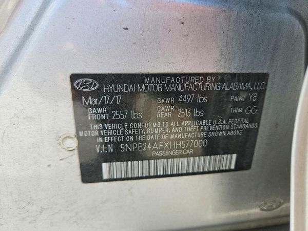 2017 HYUNDAI SONATA SE, Eco — VINS