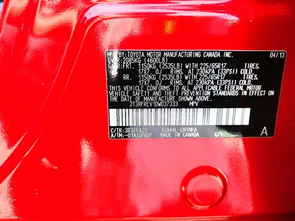 2013 TOYOTA RAV4 Sports — VINS