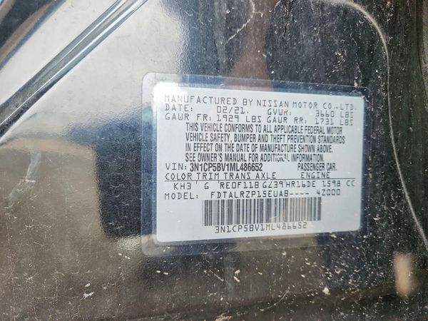 2021 NISSAN KICKS S — VINS