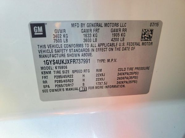 2015 CADILLAC ESCALADE ESV Platinum — VINS