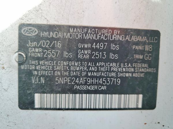 2017 HYUNDAI SONATA SE, Eco — VINS