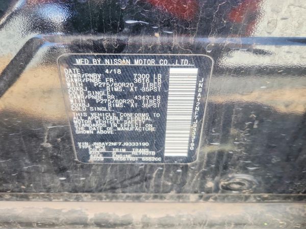 2018 NISSAN ARMADA — VINS