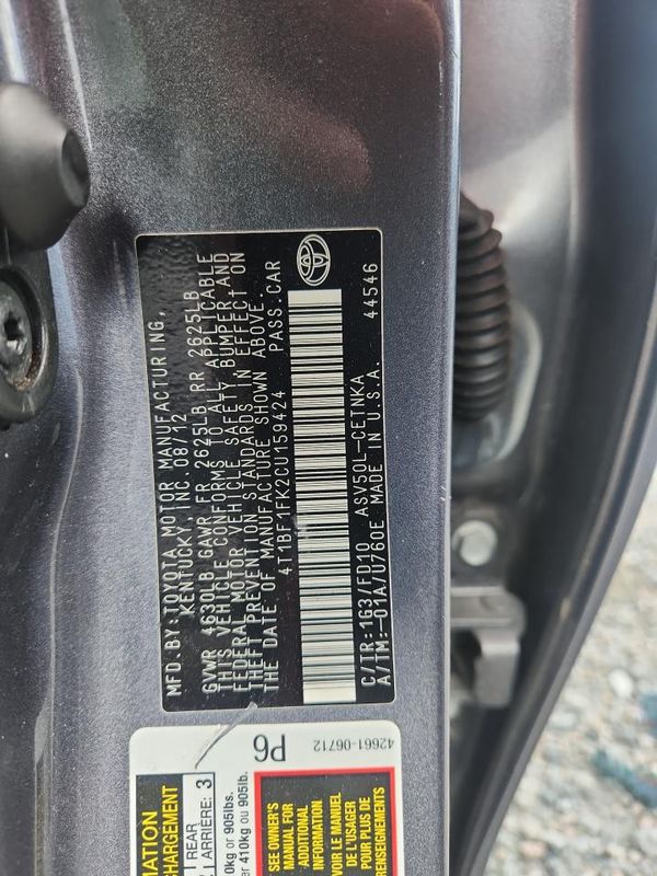 2012 TOYOTA CAMRY