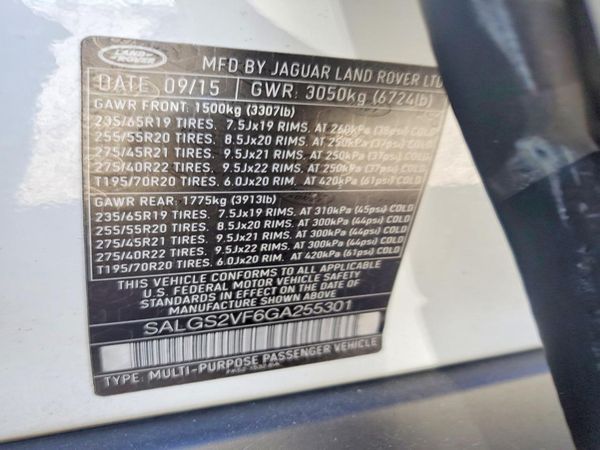 2016 LAND ROVER RANGEROVER HSE — VINS