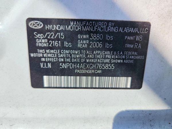 2016 HYUNDAI ELANTRA — VINS