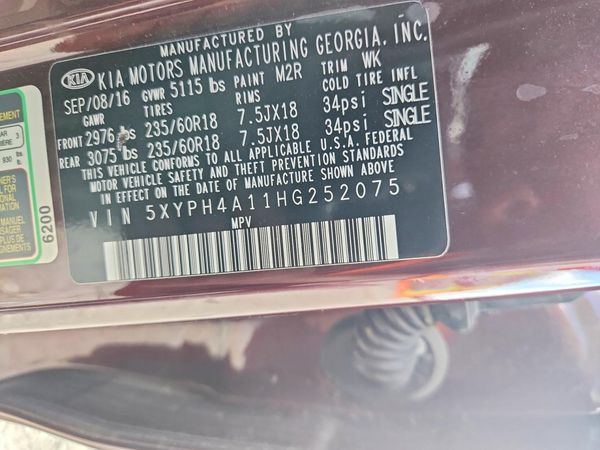 2017 KIA SORENTO EX — VINS