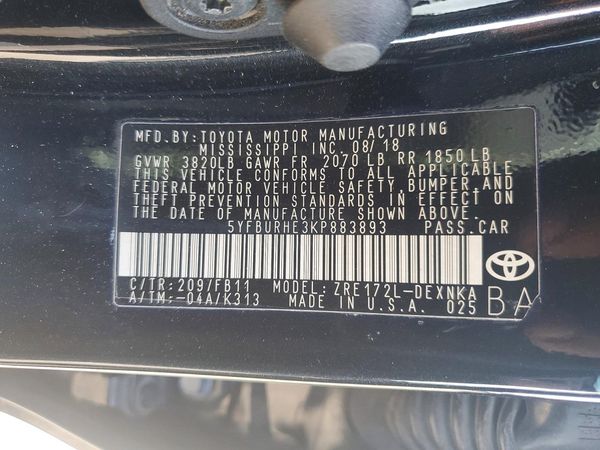 2019 TOYOTA COROLLA L/LE/SE/XLE/XSE
