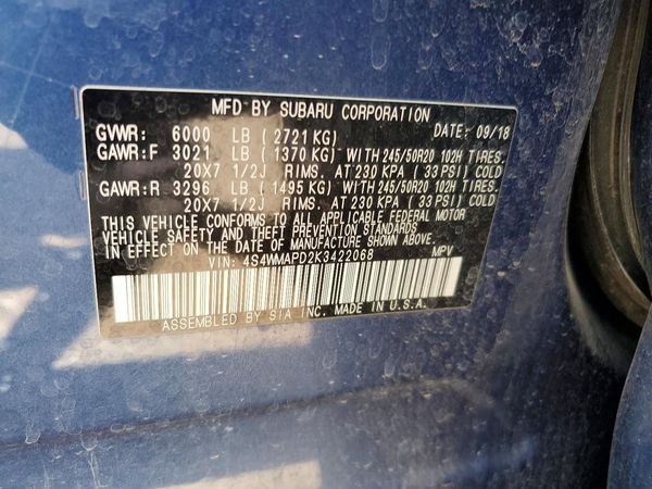 2019 SUBARU ASCENT