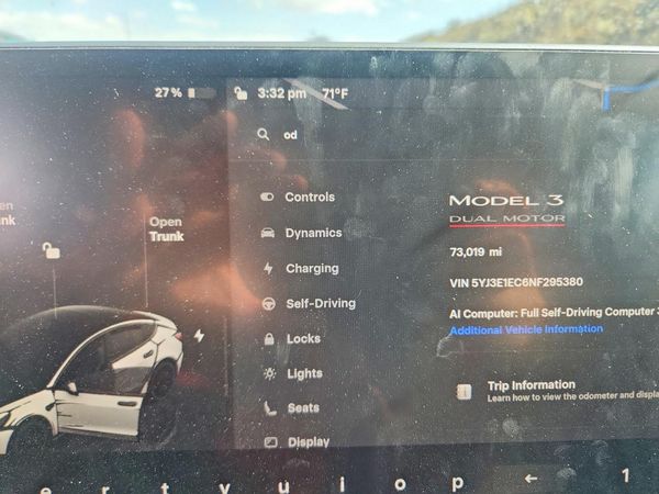 2022 TESLA MODEL 3 — ODOM