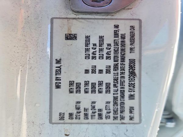 2022 TESLA MODEL 3 — VINS