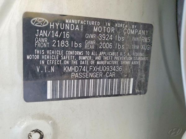 2017 HYUNDAI ELANTRA SE Base — VINS