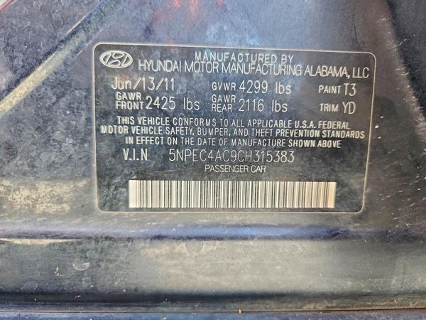 2012 HYUNDAI SONATA Middle level