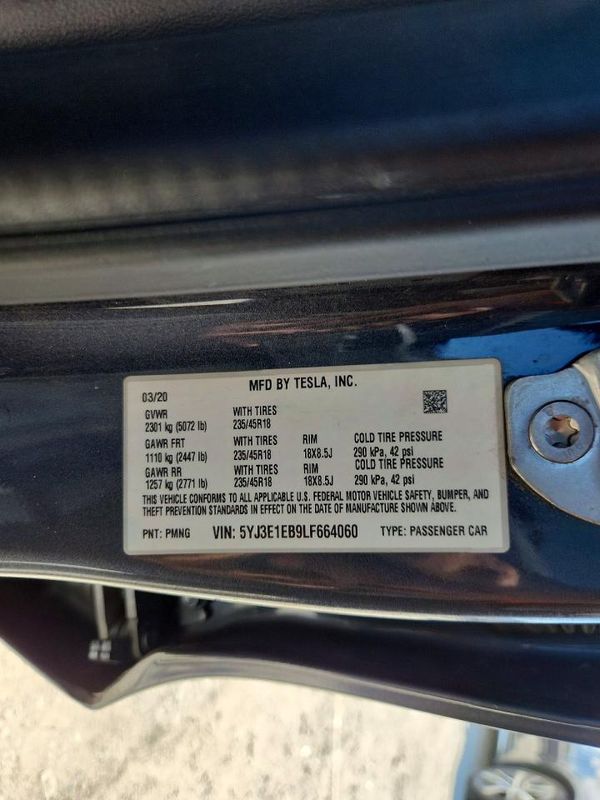2020 TESLA MODEL 3 — VINS