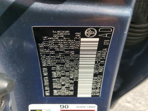 2014 TOYOTA COROLLA L/LE — VINS