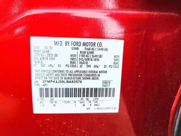 2020 FORD EDGE SEL — VINS