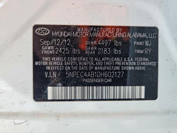 2013 HYUNDAI SONATA — VINS