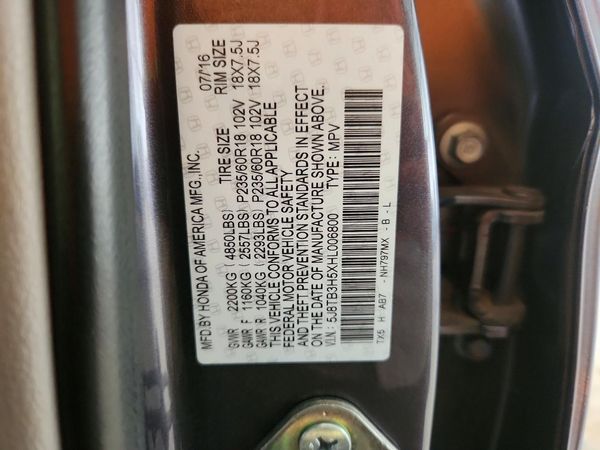 2017 ACURA RDX — VINS