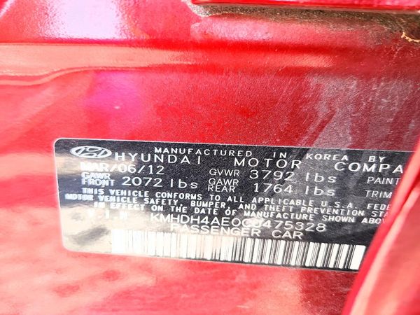 2012 HYUNDAI ELANTRA — VINS