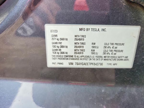 2023 TESLA MODEL Y — VINS