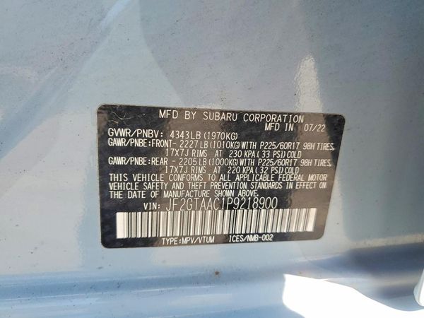 2023 SUBARU CROSSTREK Base — VINS