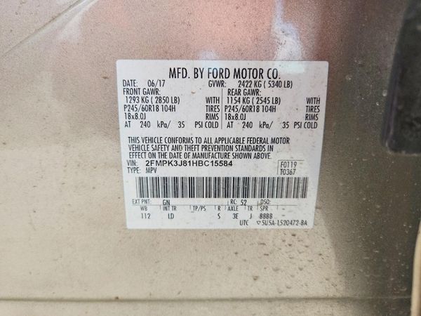 2017 FORD EDGE SEL — VINS