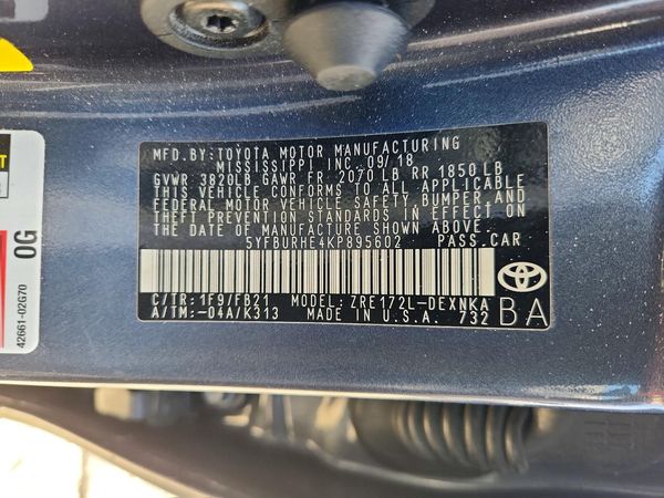 2019 TOYOTA COROLLA L/LE/SE/XLE/XSE