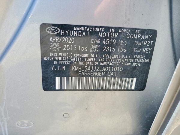 2020 HYUNDAI SONATA Limited — VINS