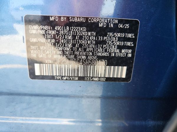 2025 SUBARU FORESTER — VINS