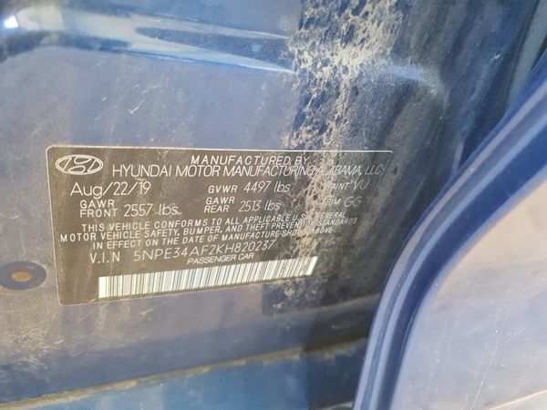 2019 HYUNDAI SONATA — VINS