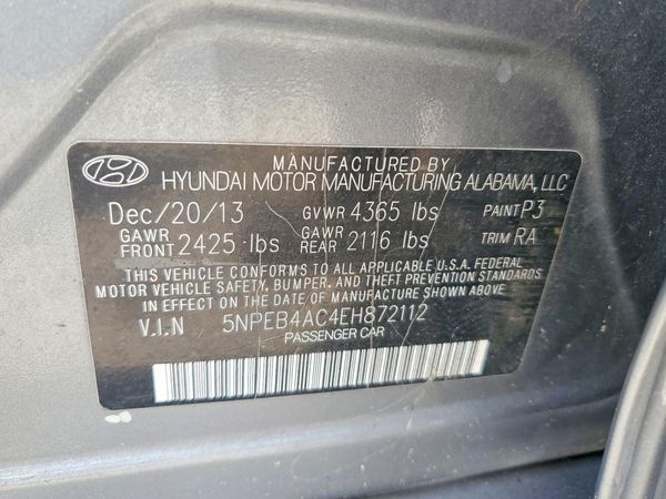 2014 HYUNDAI SONATA — VINS