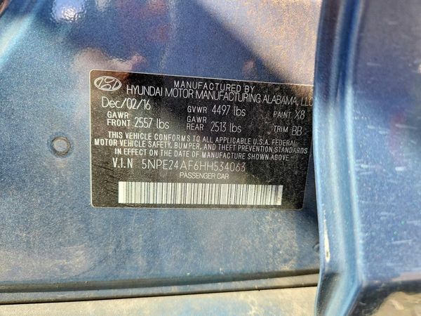 2017 HYUNDAI SONATA SE, Eco — VINS