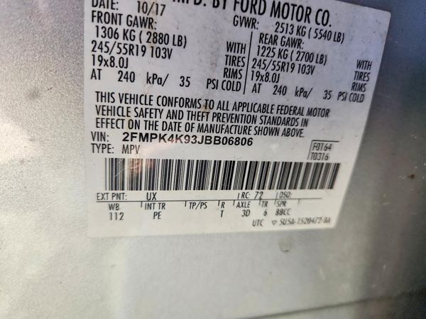 2018 FORD EDGE Titanium — VINS