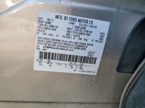 2017 FORD EDGE — VINS