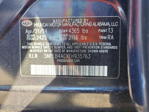 2014 HYUNDAI SONATA GLS/ GLS Popular — VINS