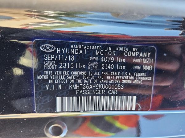 2019 HYUNDAI VELOSTER — VINS