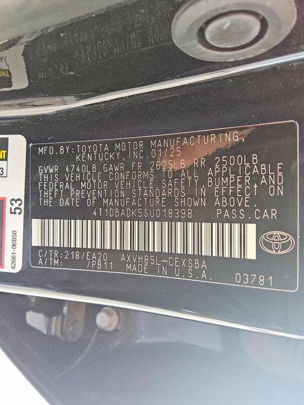 2025 TOYOTA CAMRY — VINS