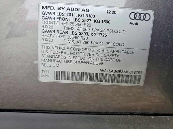 2021 AUDI E-TRON — VINS