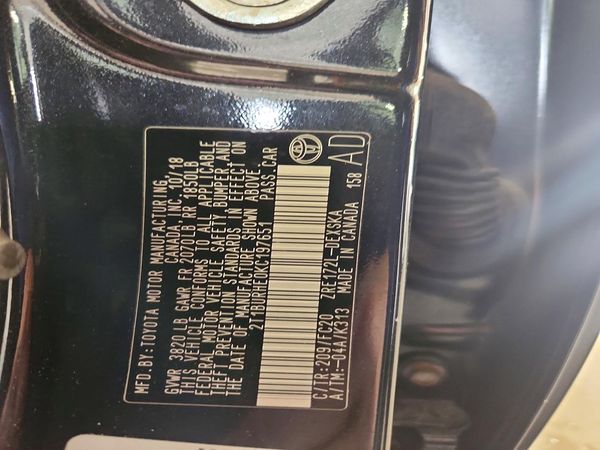 2019 TOYOTA COROLLA L/LE/SE/XLE/XSE — VINS