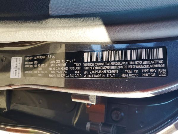 2020 ALFA ROMEO STELVIO RWD — VINS