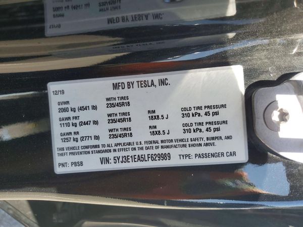 2020 TESLA MODEL 3