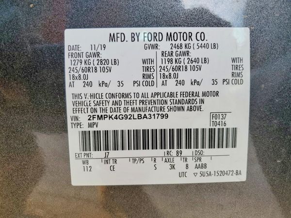 2020 FORD EDGE — VINS