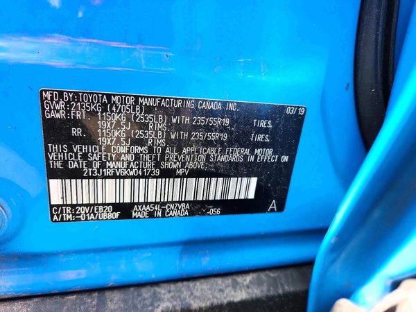 2019 TOYOTA RAV4 — VINS