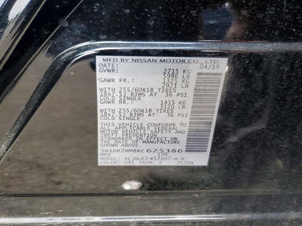 2019 NISSAN PATHFINDER — VINS