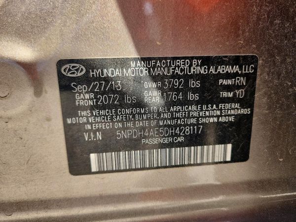 2013 HYUNDAI ELANTRA — VINS