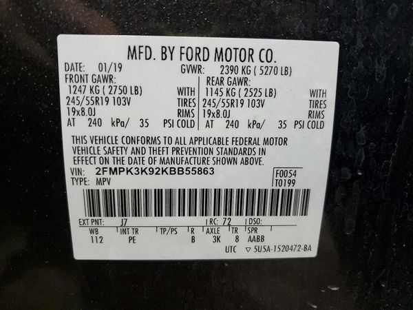 2019 FORD EDGE Titanium — VINS