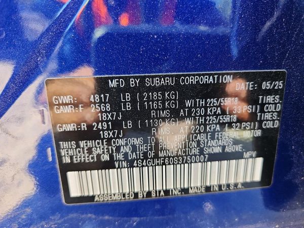 2025 SUBARU CROSSTREK — VINS