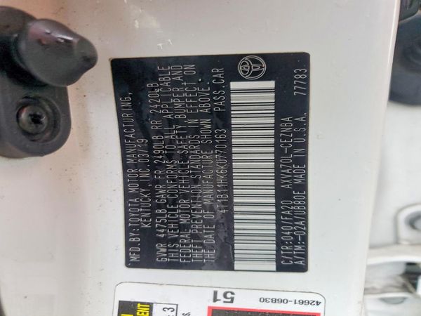 2019 TOYOTA CAMRY L/LE/SE/XLE — VINS