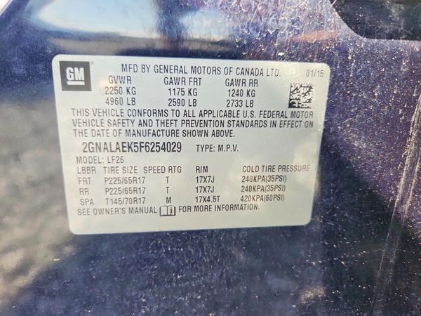 2015 CHEVROLET EQUINOX LS — VINS