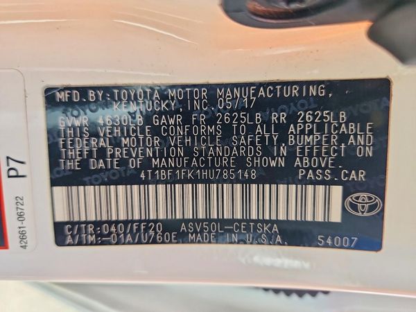 2017 TOYOTA CAMRY LE/SE/XLE/XSE